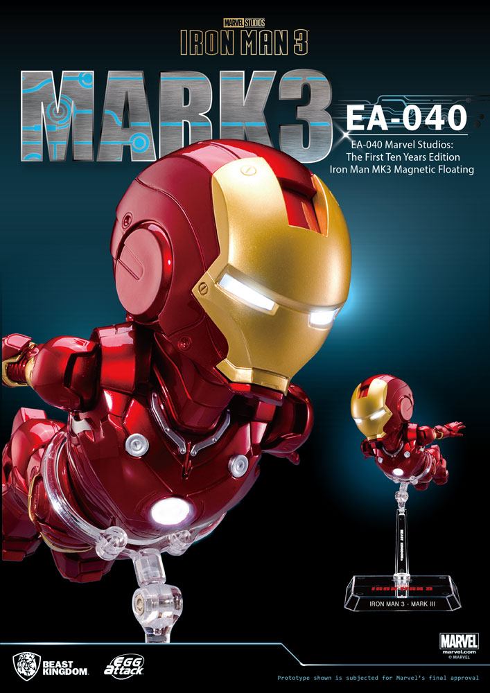 Iron Man 3 Egg Attack Floating Model Iron Man Mark III The First Ten Years Edition 16 cm